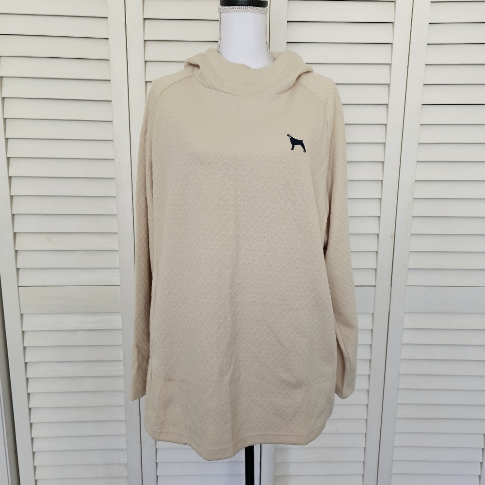 Southern Girl Prep Pullover Size XL Pale Yellow Beige Hooded Textured Tunic NWT